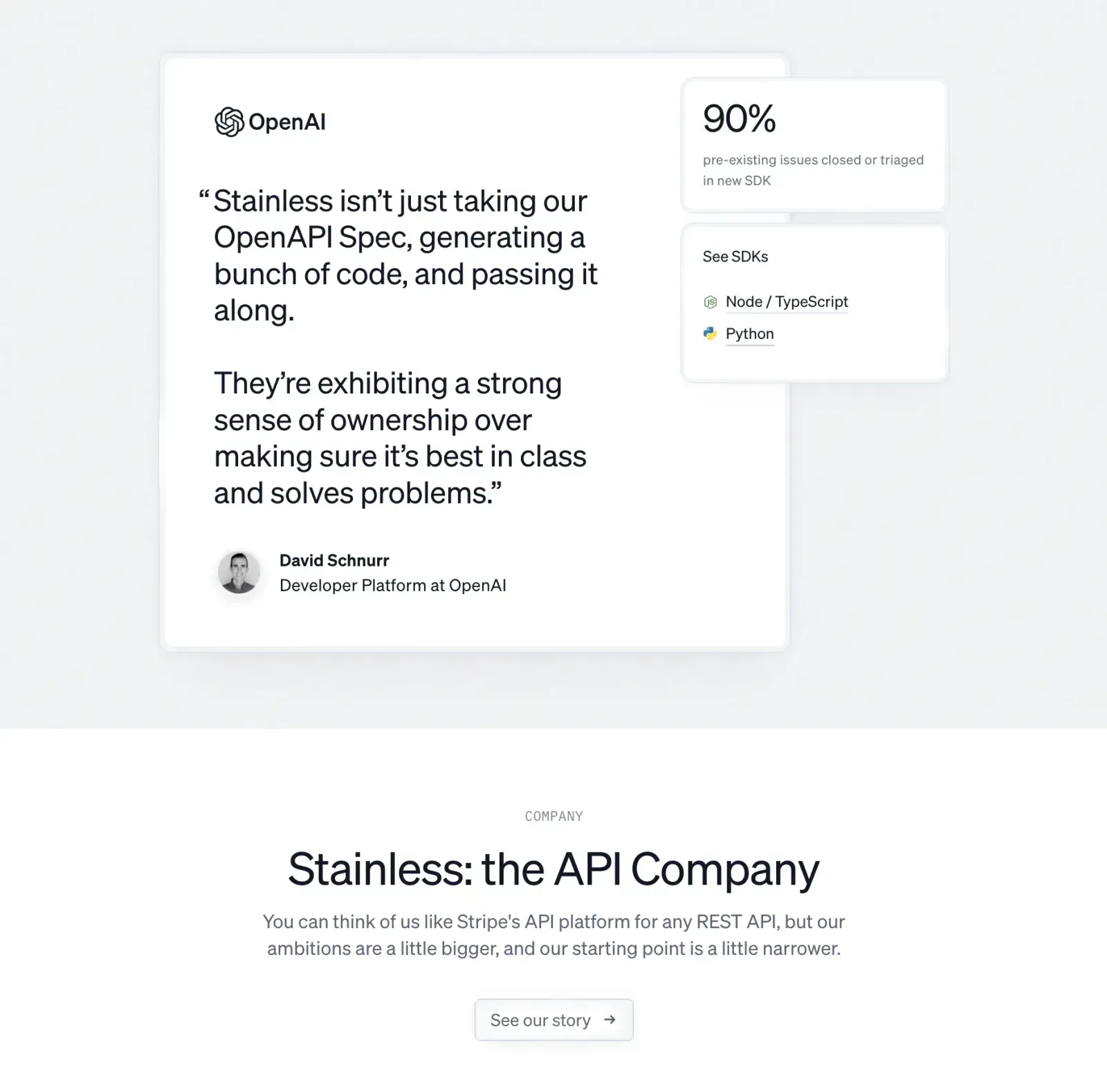 OpenAI testimonial card